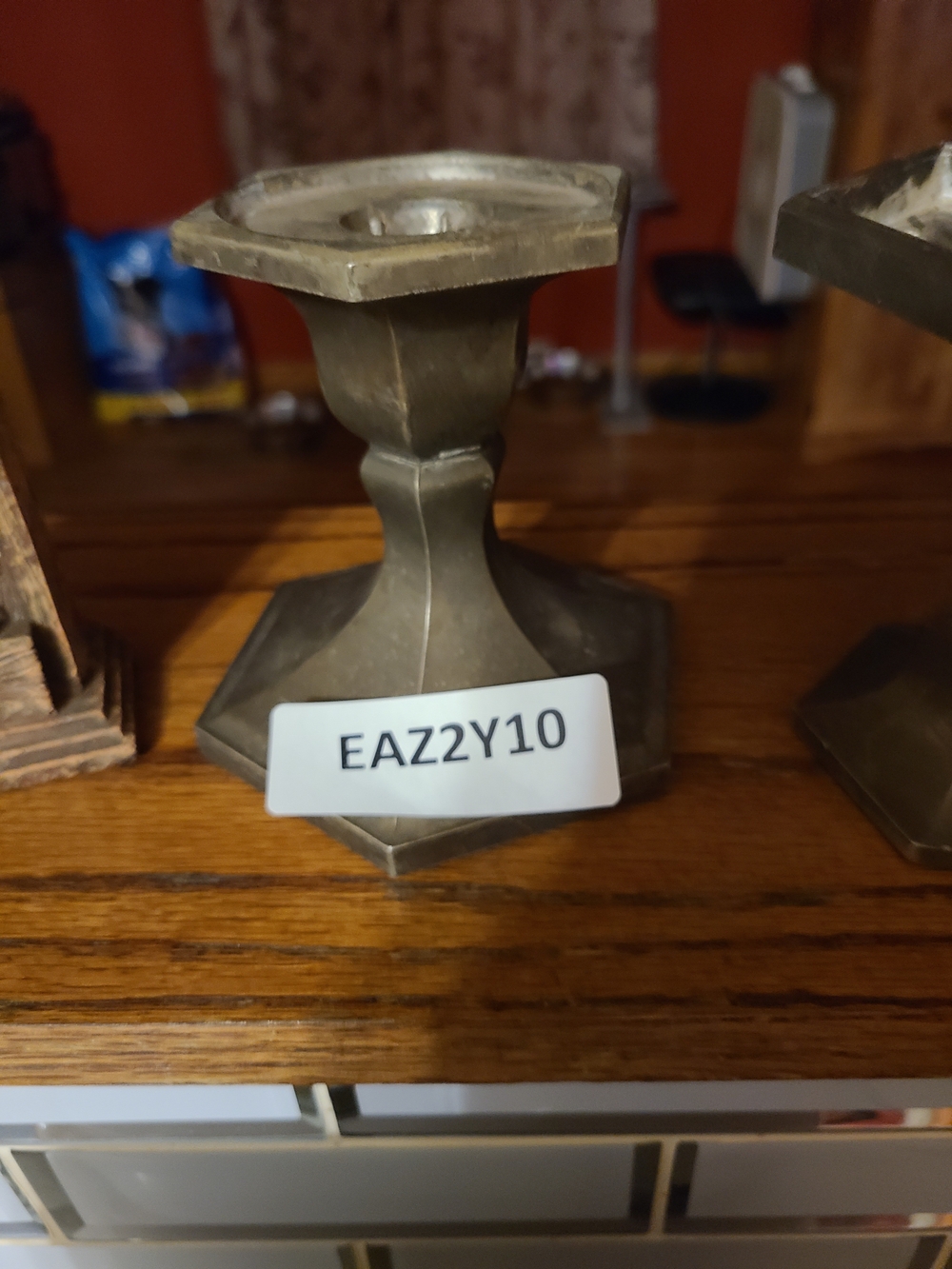 Antique Brass Hexagonal Candle Stick Holders Set Of 2 Total